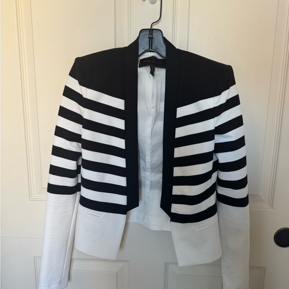 Black and White Striped Women's Blazer